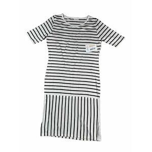 Lularoe Julia White‎ Black Striped Short Sleeve Dress Women's Size Large Mixed